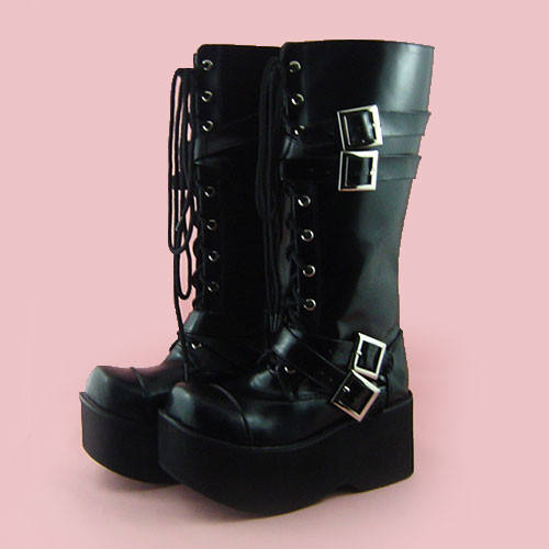 Black Buckles Lolita Boots