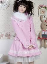 Lolita Princess Double Breasted Lace Bow Cashmere Winter Jacket