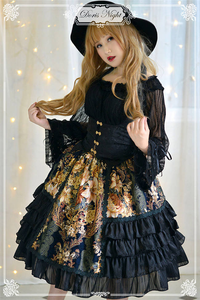 The Night Rose~ Pure Cotton Jacquard Lolita Skirt