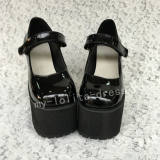 Gothic Glossy Black Lolita Heels High Platform