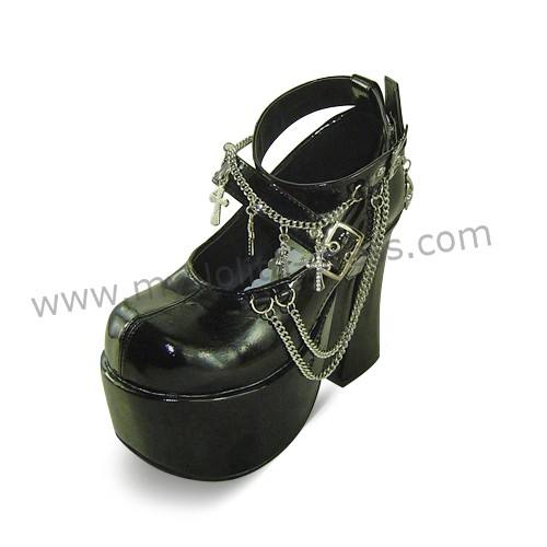 Black Shiny High Platform Punk Lolita Shoes