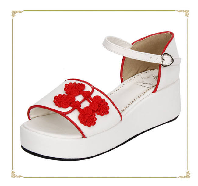 Angelic Imprint- Sweet Double Bows Embroidery Qi Lolita High Platform Shoes