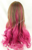 Saddle Brown Deep Pink Curls Lolita Wig