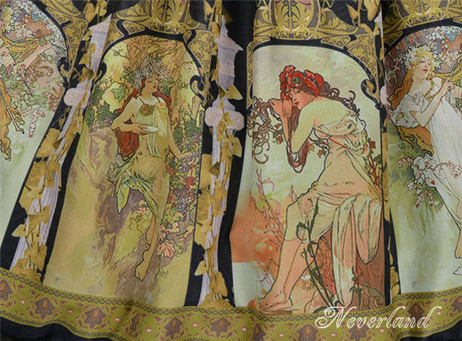 Neverland Lolita -Mucha Four Seasons- Printed Lolita OP Dress