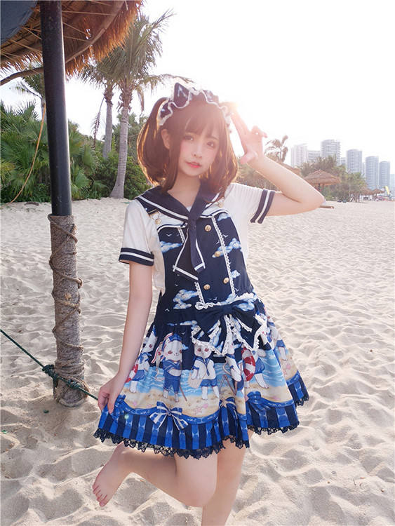 Tommy Bear ~ Kitty Sailor Cute Lolita JSK