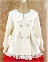 Lolita Babydoll Style Winter Coat Cream Size S - In Stock