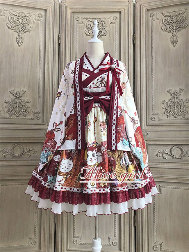 Alice Girl ~Lucky Cat~ Kimono Style Lolita JSK