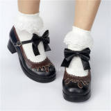 Sweet Black With Coffee Lolita Heels Shoes