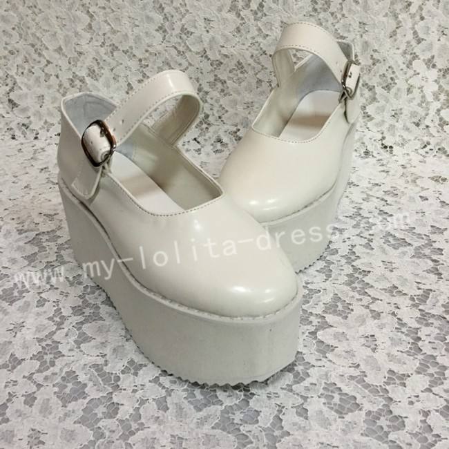 Girls Matte White Lolita High Platform Classic Shoes