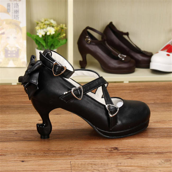 Angelic Imprint- Elegant Black Bow Lolita Princess Heels Shoes