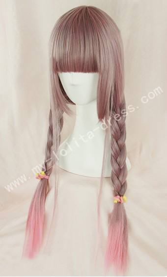 Light Brown Pink Straight Lolita Wig 70cm long