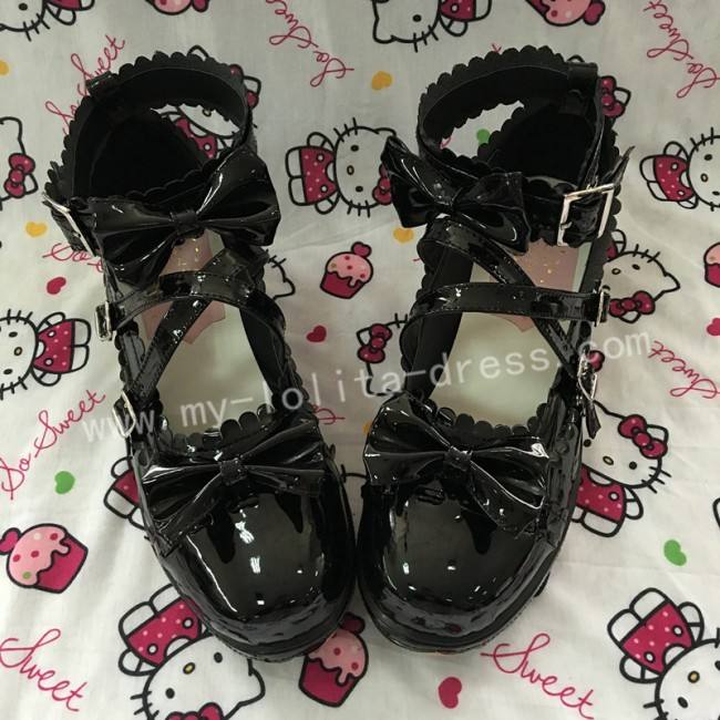 Shiny Purple Bows Lolita Shoes