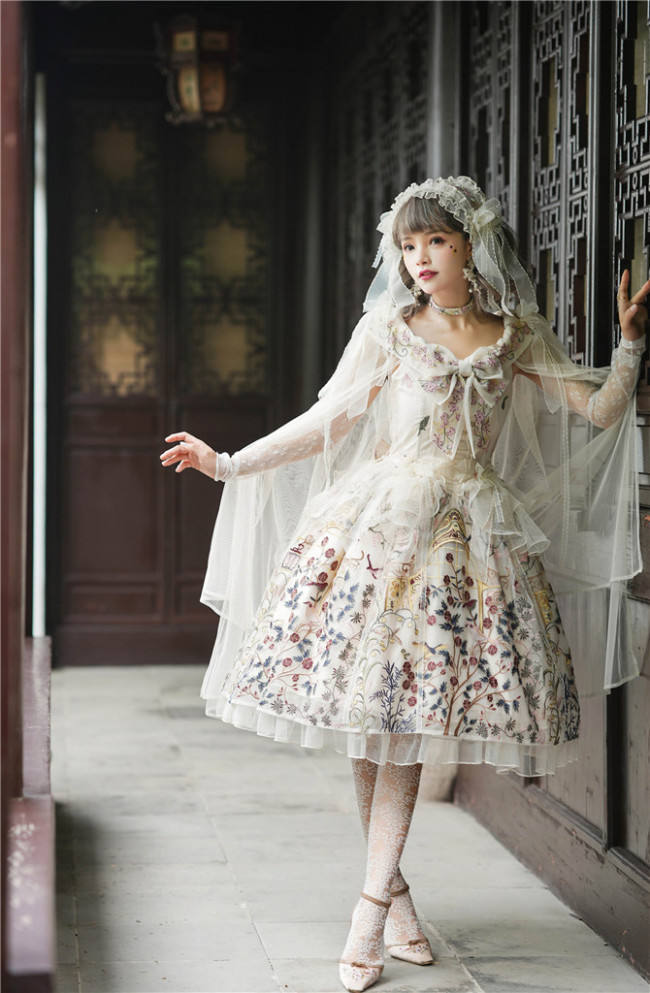UnicornTears ~ Flowers And Birds Roll Lolita OP -Ready Made