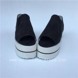 Black Velvet Open Toes Double Colors Soles Lolita Shoes