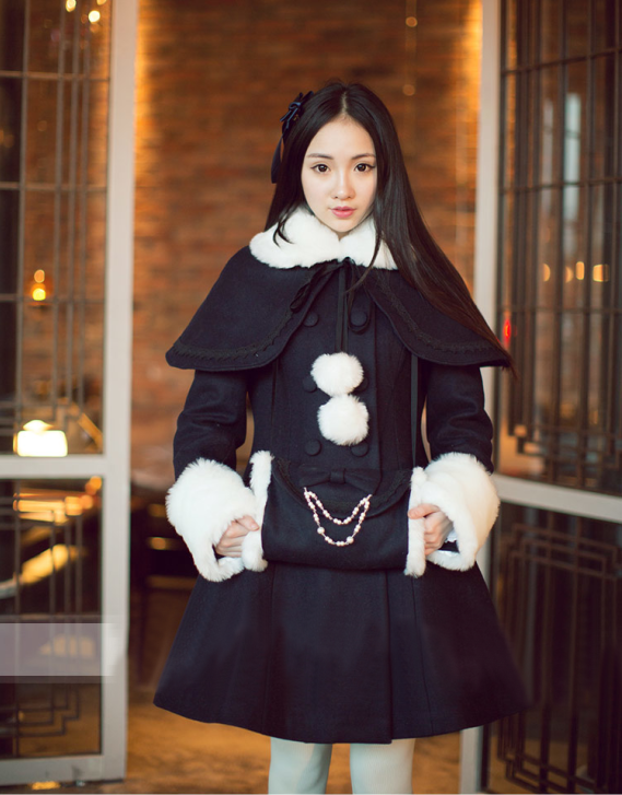 Princess Faith Elegant Lolita Long Coat with Detachable Cape