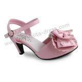 Matte Pink Flower Bow Girls Sweet Sandals