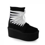 Black Velvet High Platform Lolita Boots with White Strap O