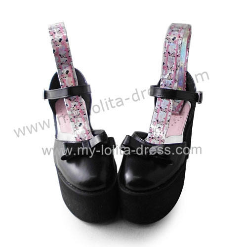 Matte Black Elegant Bow Lolita Girls Shoes