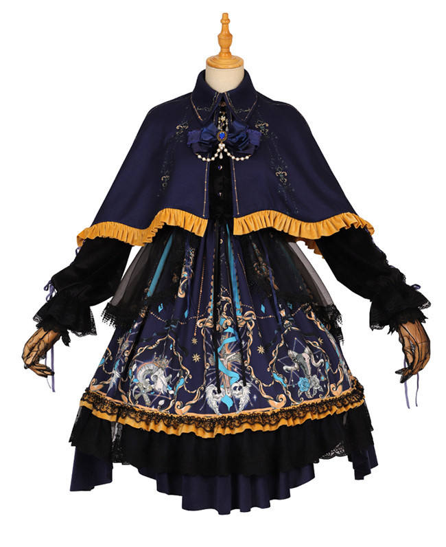 God Redeemed Gothic Dark Printed Lolita OP(Choker + Gloves + Overskirt)