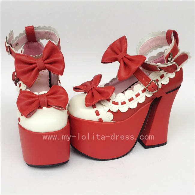 Sweet Black White Lolita Square Heels Shoes