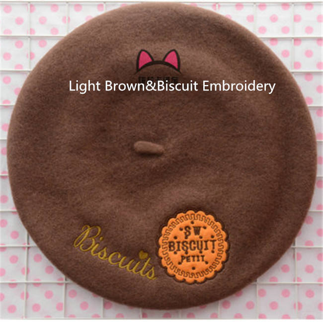Swimmer Wool Sweet Embroidery Lolita Beret In Stock