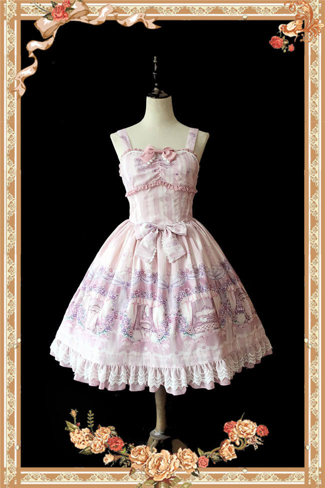 Maid's room~ Sweet Printed JSK Dress+Headbow -Ready In Stock
