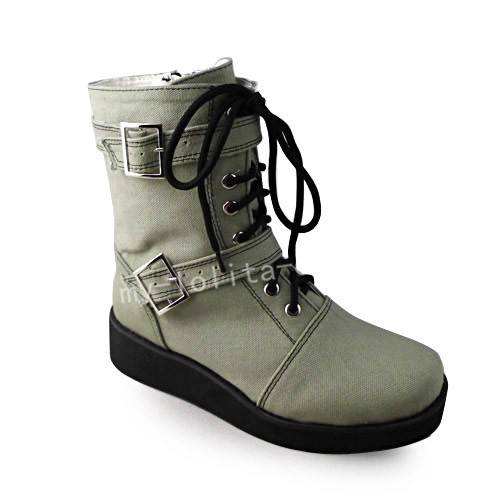 Light Green Denim Short Boots