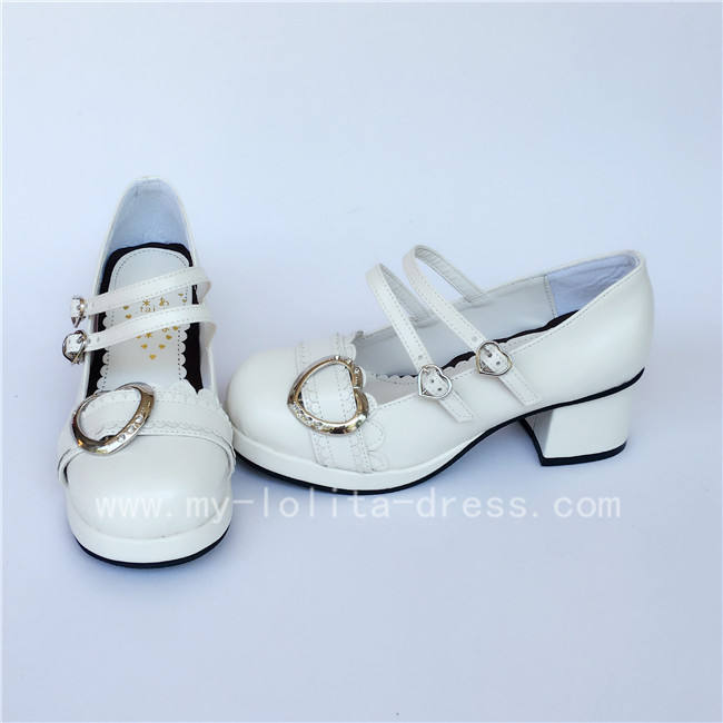Black White Middle Heel Lolita Shoes