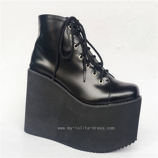 Gothic Matte Black Lolita Short Boots