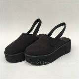 Black Velvet Lolita Shoes with High Platform