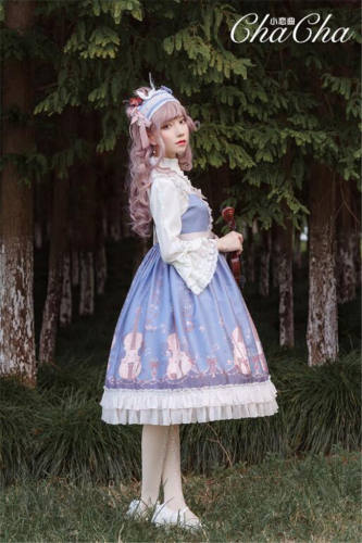 Chacha~Little Love Songs~ Violin Printed High/Normal Waist Lolita JSK