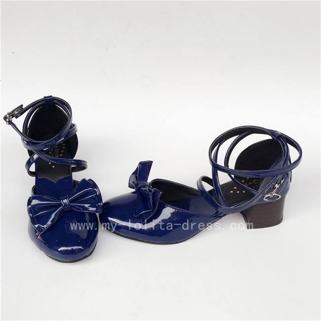 Navy Blue High Heel Girls Summer Lolita Sandals