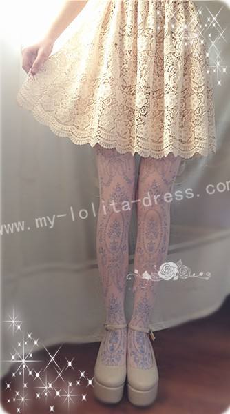 Elegant Vintage Droplight Prints Lolita Tights - IN STOCK