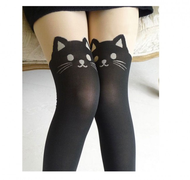 Pretty Japanese Cat Skin Color Thigh Lolita Tights $6.99-Girls Printed  Tights