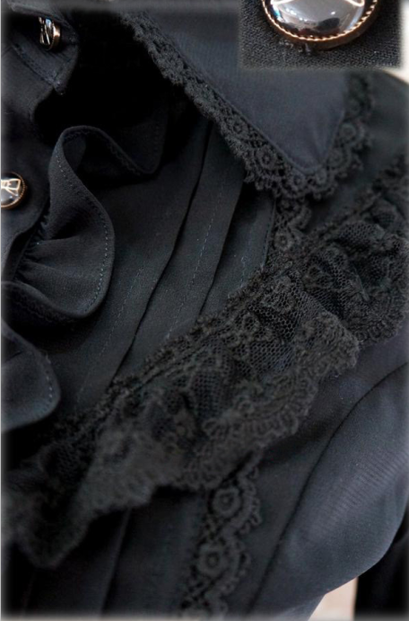 Rococo Style Lace Lolita Shirt Silk and Linen Khaki -In Stock