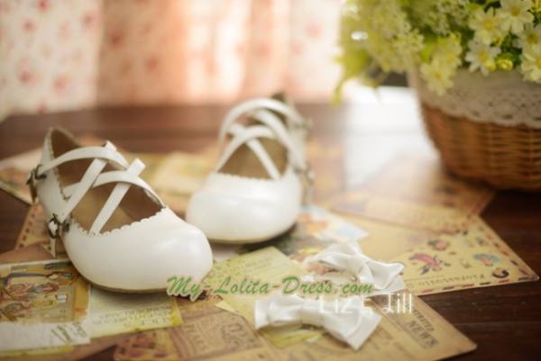 BTSSB Replica Sweet Cowhide Lolita Shoes with Detachable Bows