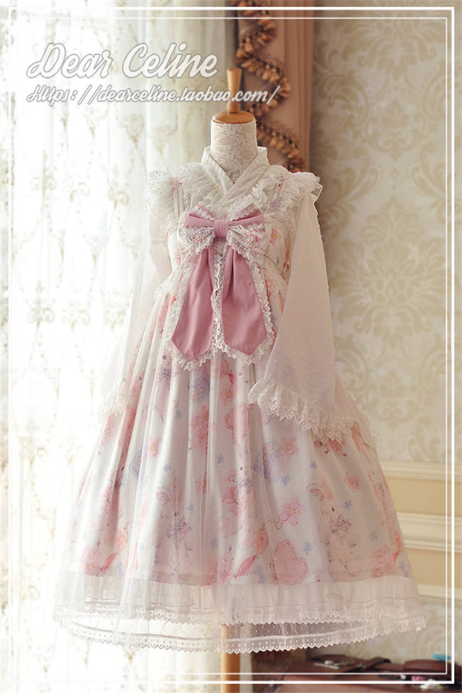 Dear Celine ~Sakura Rabbit~ High Waist Lolita JSK -Ready Made