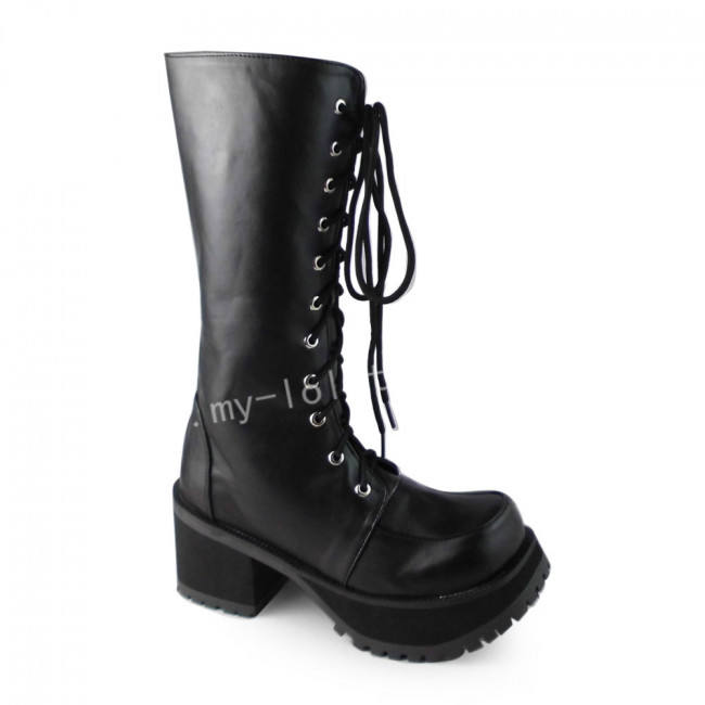 Black Square Heels Lolita  Boots