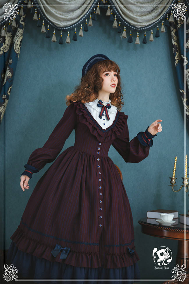 The Florentine Traveller~ College Style Lolita Long Sleeves OP  -Ready Made