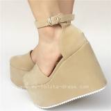 White Wedges Buckle Strap Sandals