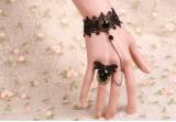 Retro Black Lace attached Ring Jewel Lolita Bracelet