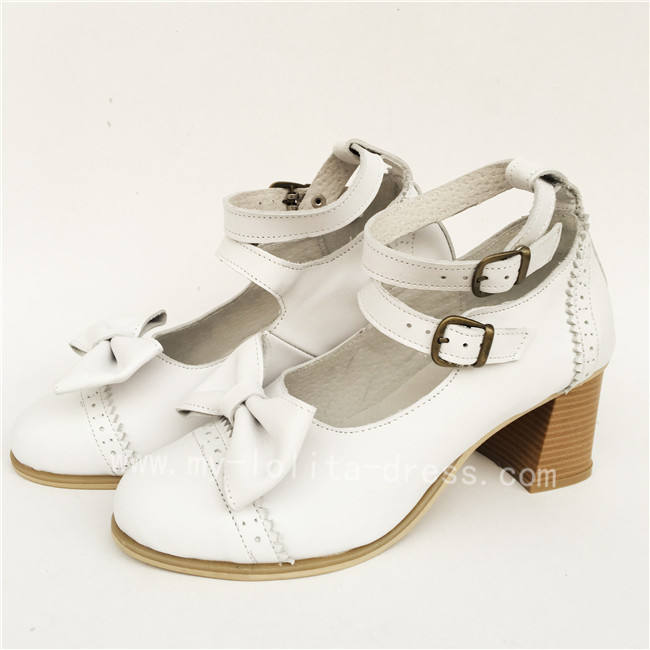 Beautiful Bow Double Belts Lolita Heels Shoes