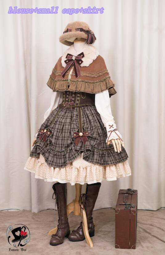 Little Red Riding Hood~ Classic Lolita Fish-bone Skirt + Blouse+Cape-Pre-order Closed
