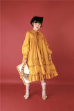 Daily wear Version Sweet Unicolor Lolita long sleeves OP- Ready Made