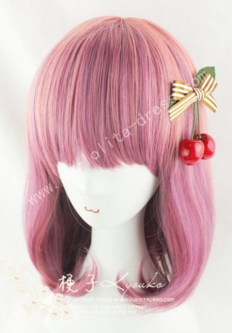 Girl's Sweet Rosy Brown Pink Bobo Lolita Wig