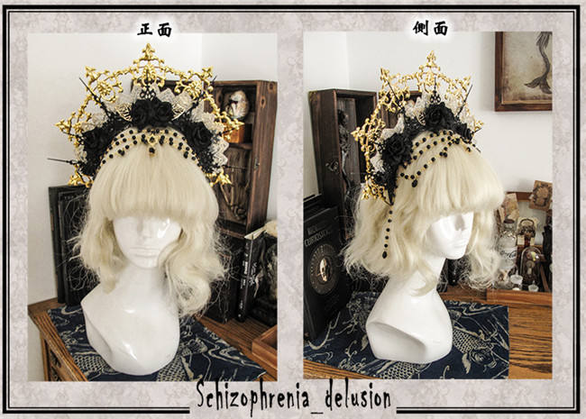 Gothic Rococo The Sick Rose Crown Headdress Set -Ready Made