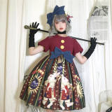 Circus Rabbit Printed Lolita OP + Hairclip Blue Size S - In Stock