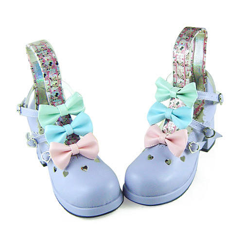 Three Colors Bows Lolita Heels Shoes
