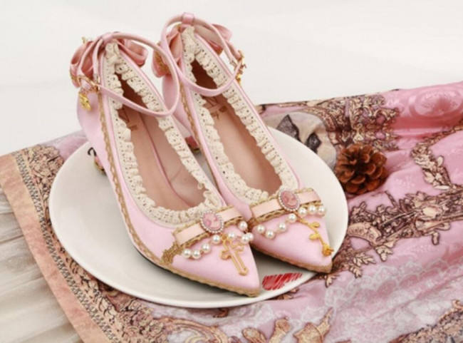 Rose Cross~ Versailles ~ Satin PU Lolita Shoes - Ready Made