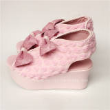 Beautiful Pink Roses Bows Lolita Sandals